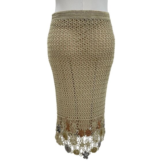 Boho Crochet Midi Skirt Floral Lace Cottagecore Festival Young Essence XL - Picture 6 of 8